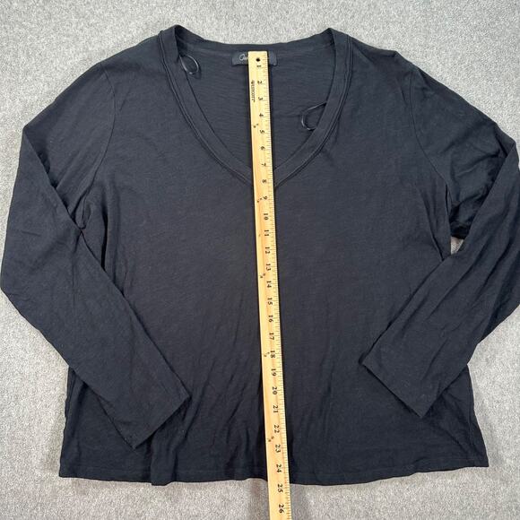 Oak & Trellis Long Sleeve V-Neck Top Womens 2X Black Pullover Minimalist Neutral - Picture 4 of 7